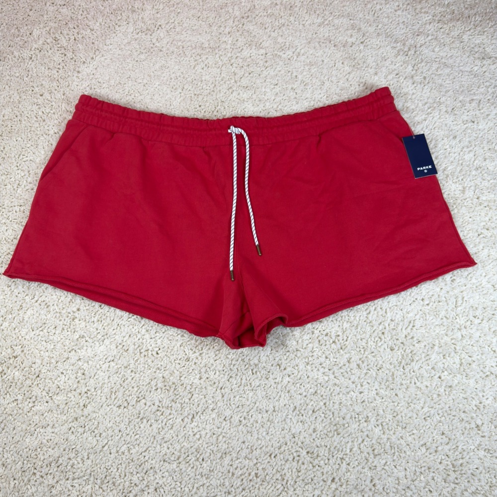 NWT Parke x Target Womens Sweat Shorts 2X Red Raw Hem Athleisure Lounge Shorts